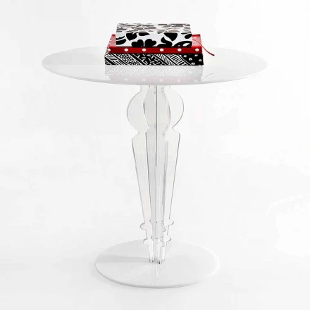 Mesa de centro de diseño clásico, en vidrio acrílico H 64cm, Cles viadurini