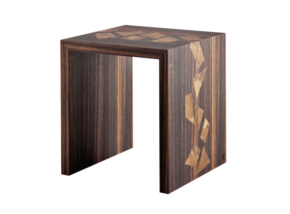 Grilli Zarafa mesa de centro de diseño de madera de ébano hecha en Italia viadurini