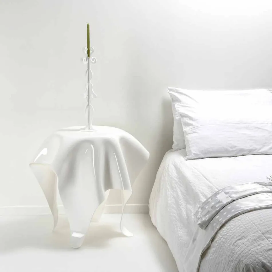 Mesa auxiliar de diseño moderno en plexiglás blanco Otto, hecha en Italia viadurini