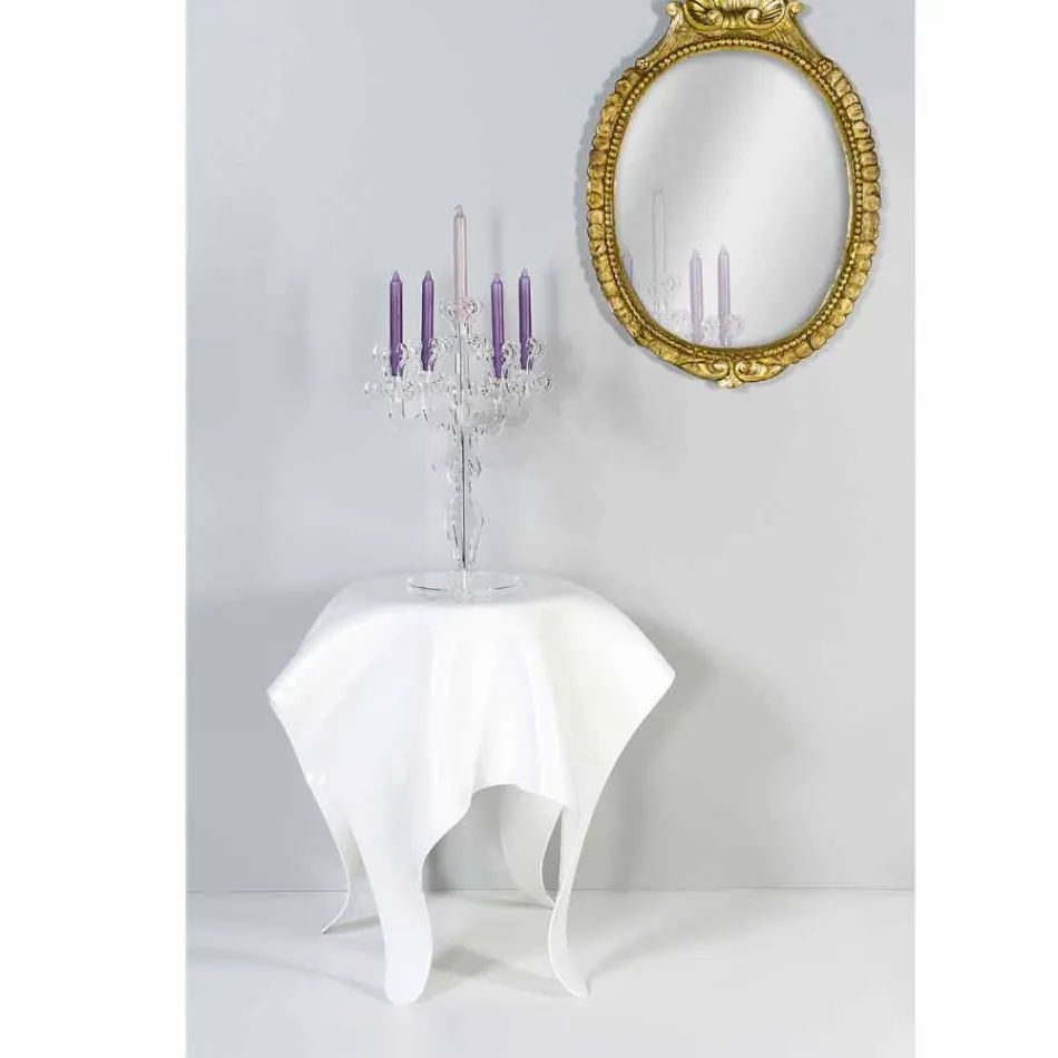 Mesa auxiliar de diseño moderno en plexiglás blanco Otto, hecha en Italia viadurini