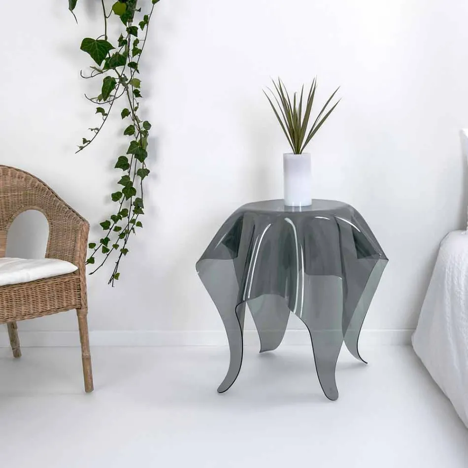 Mesa auxiliar de diseño moderno en plexiglás ahumado Otto, hecho en Italia viadurini