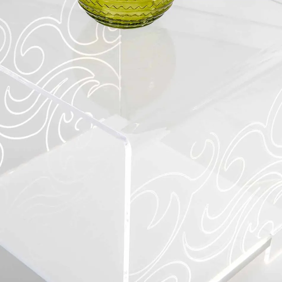 Mesa de centro de plexiglás de diseño con luz led hecha en Italia, Chiusi viadurini