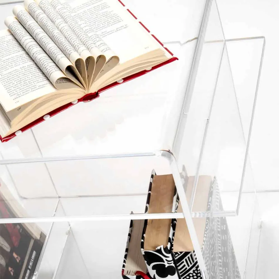 Mesa de centro de plexiglás de diseño con tres estantes hechos en Italia, Gosto viadurini