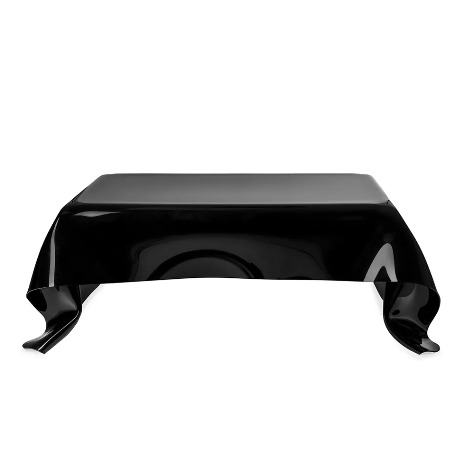 Mesa de centro de diseño Melia Black con drapeado de plexiglás, fabricada en Italia. viadurini