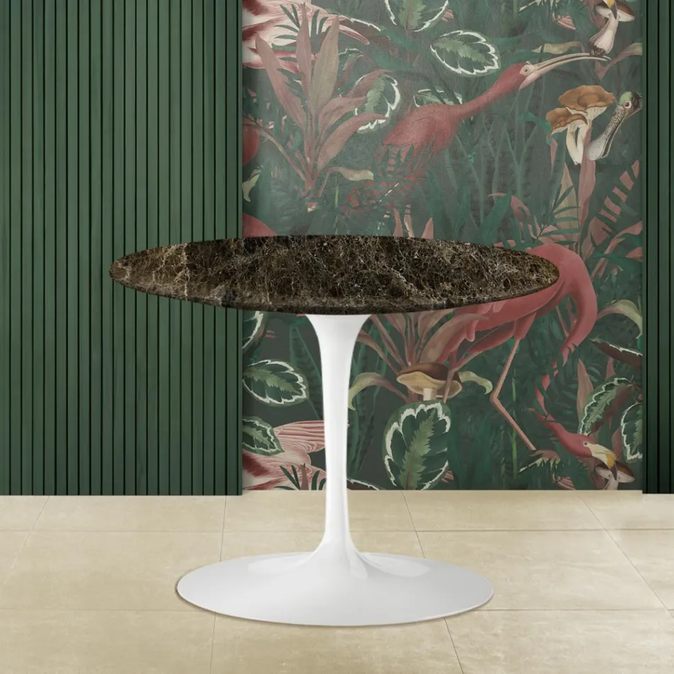 Mesita Eero Saarinen Alt. 41 con tablero de mármol Emperador Dark Made in Italy viadurini