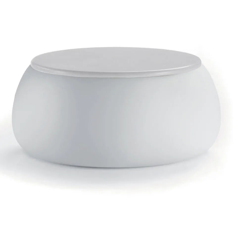 Mesita de jardín con tapa redonda en polietileno Made in Italy - Tibaldo viadurini