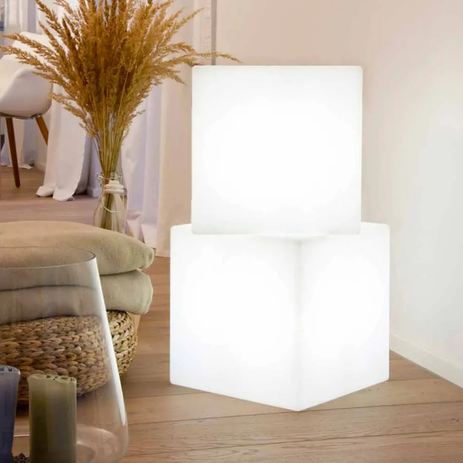 Mesa de centro iluminada de colores de diseño moderno con opción de accesorio - Dadostar viadurini