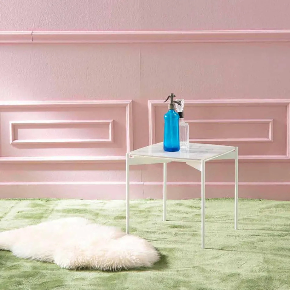 Mesa de centro cuadrada de metal y cerámica de diseño moderno - Puercoespín viadurini