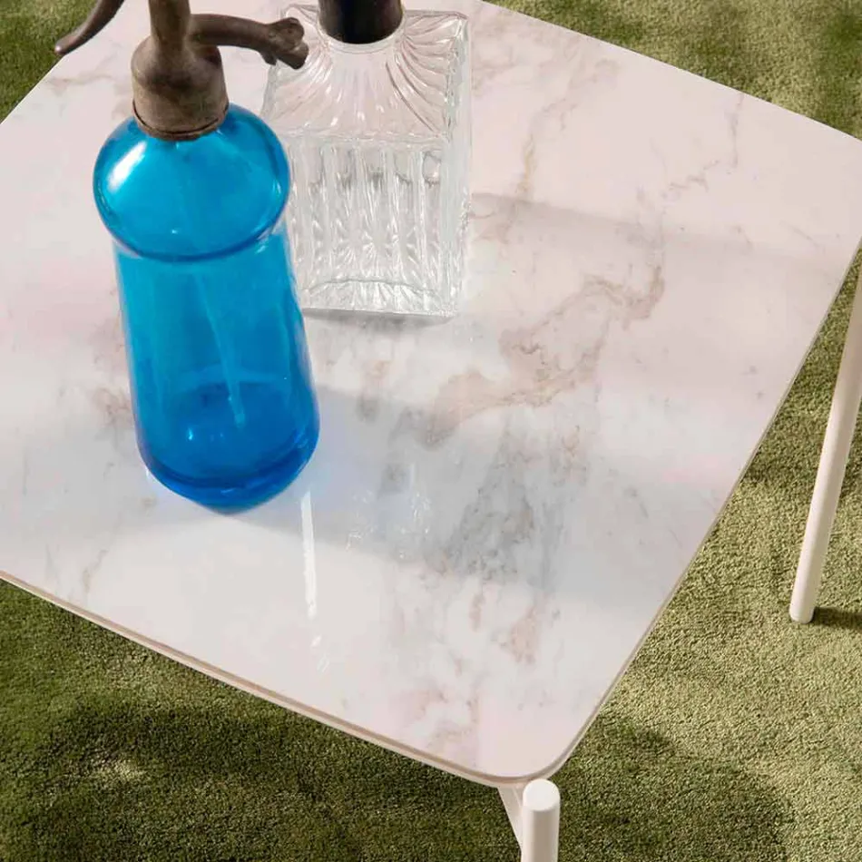 Mesa de centro cuadrada de metal y cerámica de diseño moderno - Puercoespín viadurini