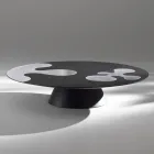 Mesa de centro de alerce lacado en negro con inserciones de acero inoxidable satinado - Vergine viadurini