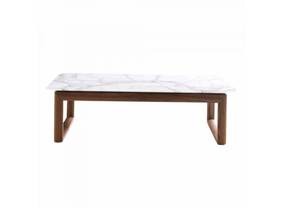 Grilli York design mesa de centro de madera maciza y mármol hecha en Italia viadurini