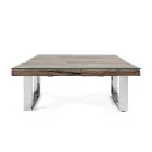 Mesa de centro en madera reciclada y patas de vidrio en acero Homemotion - Gnomea viadurini