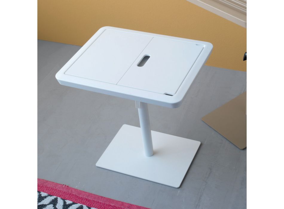 Mesa auxiliar para sofá en metal y PVC regulable en altura para tablet - Tekniko viadurini