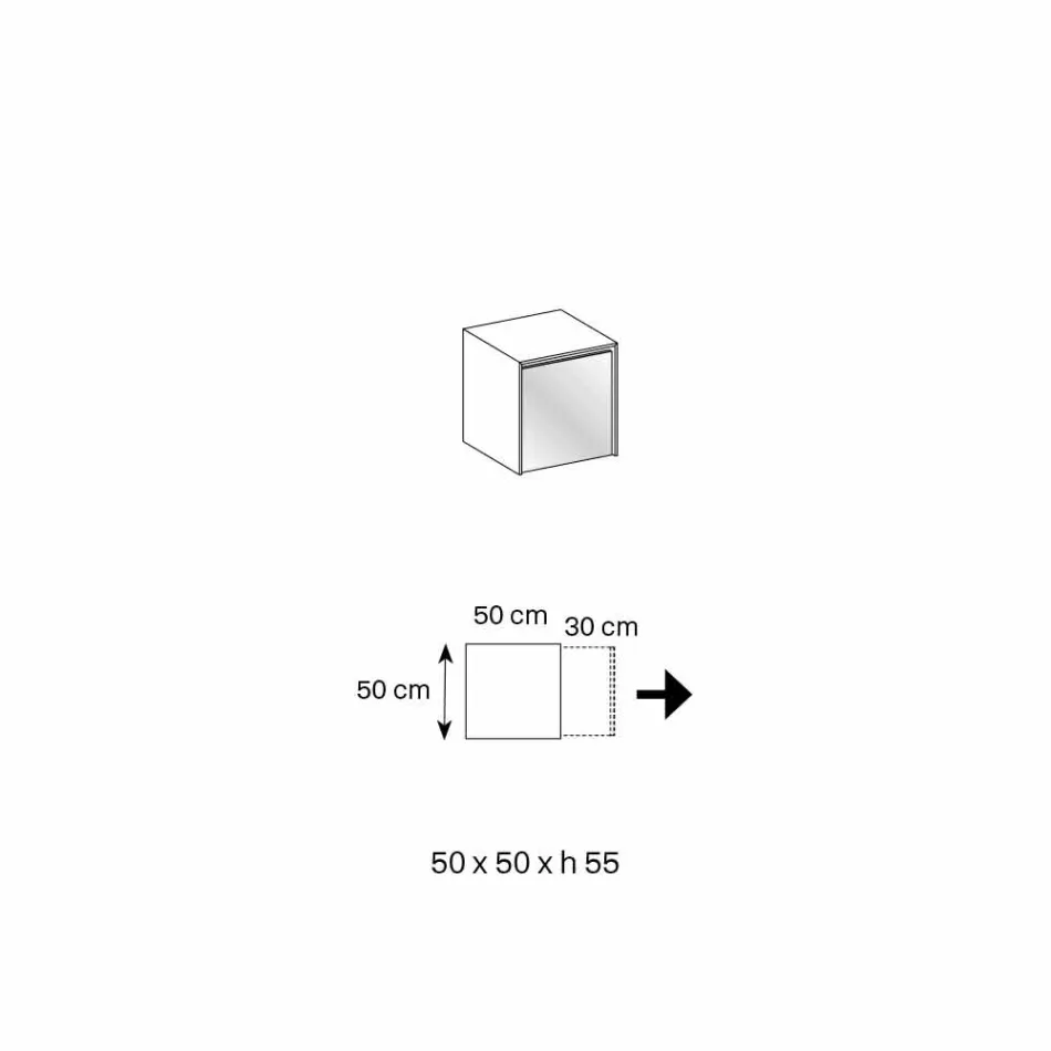 Mesa auxiliar o mesita de noche para sofá en vidrio ahumado con cajón de madera - Mantra viadurini