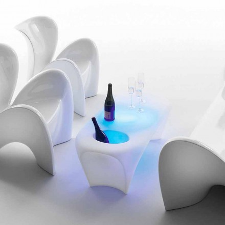 Mesa de centro brillante con botella de vino espumoso, diseño para exteriores o interiores - Lily by Myyour viadurini