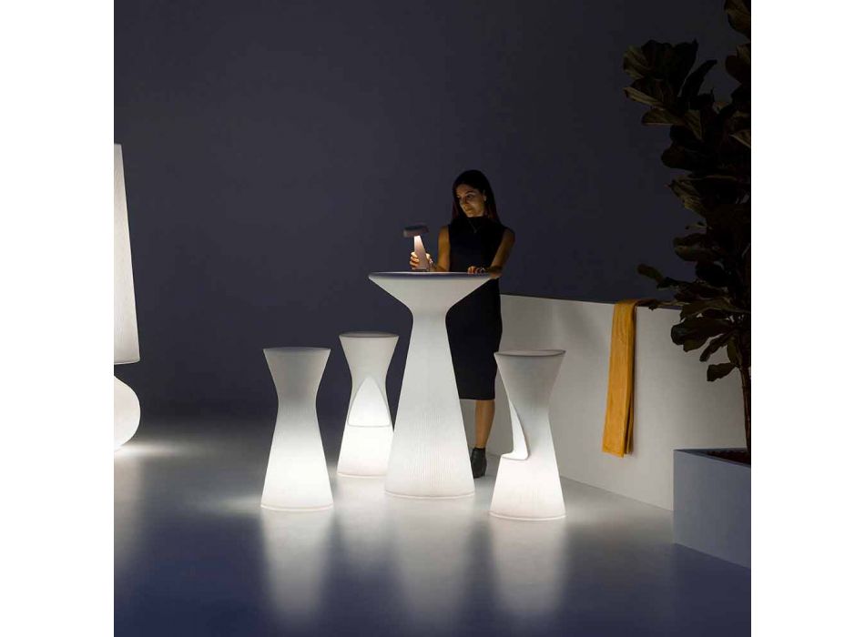 Mesa de centro para exterior brillante con tapa redonda en HPL Made in Italy - Desmond viadurini