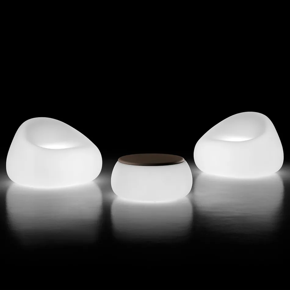 Mesa de centro de jardín redonda brillante en polietileno Made in Italy - Tibaldo viadurini