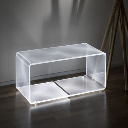 Mesa de centro luminosa led acrílica transparente decoración grabada con láser - Robiola viadurini