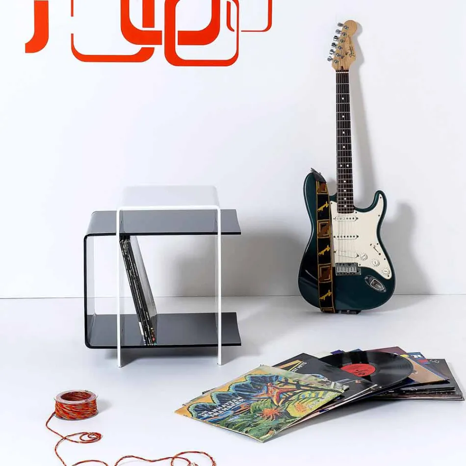 Moderna mesa blanca y negra de 3 estantes Gosto hecha en Italia viadurini