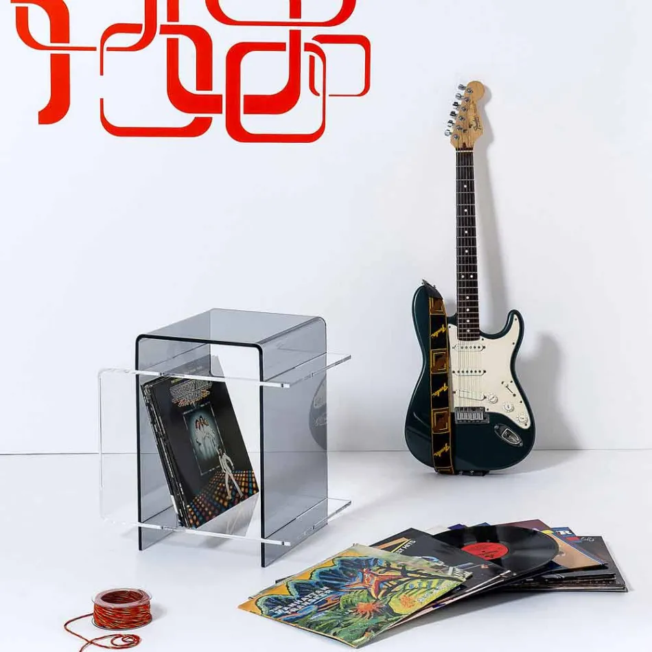 Mesa moderna con 3 estantes ahumados y transparentes Gosto hecho en Italia viadurini