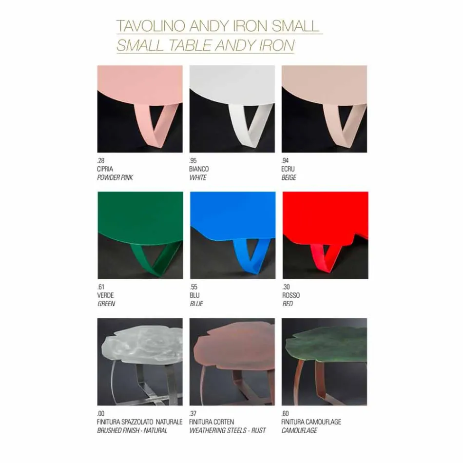 Moderna mesa de metal flor cortada con láser de forma Andy viadurini