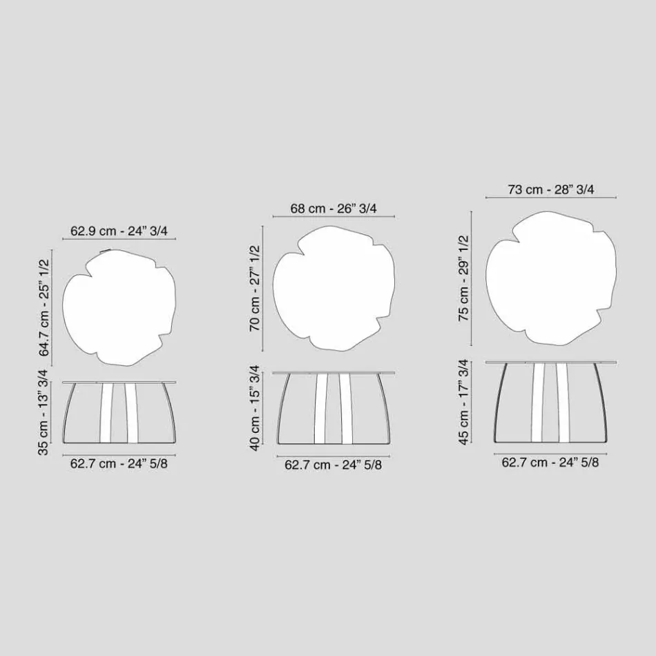 Moderna mesa de metal flor cortada con láser de forma Andy viadurini
