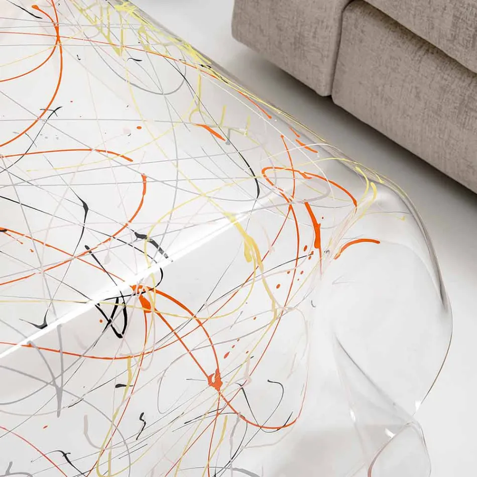 Moderna mesa de centro de plexiglás multicolor hecha en Italia, Asia viadurini