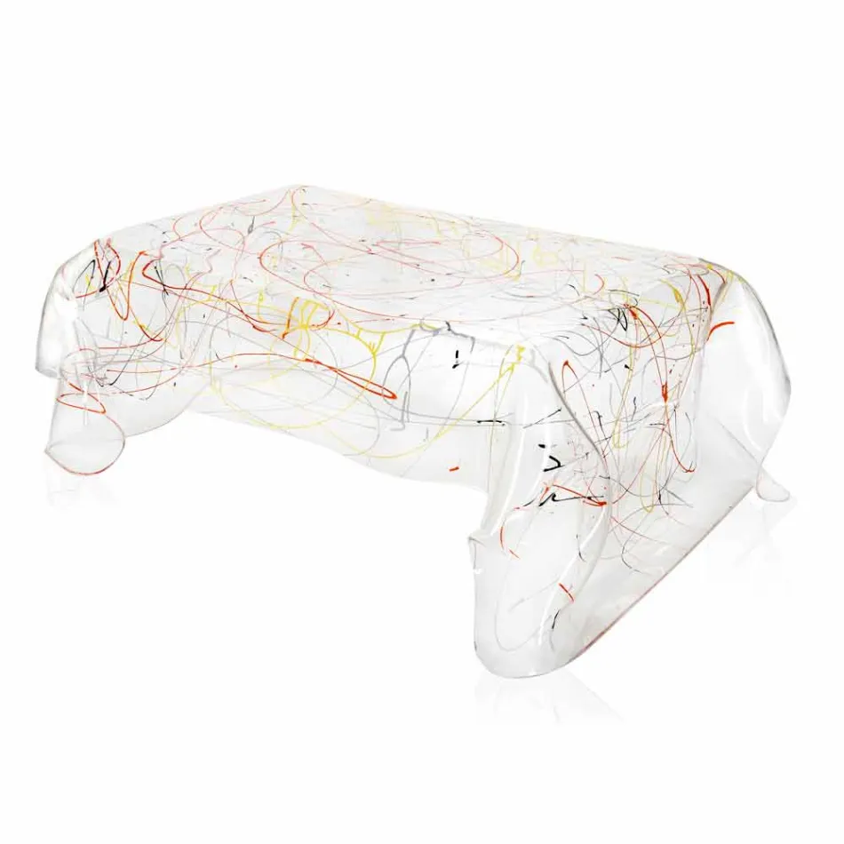 Moderna mesa de centro de plexiglás multicolor hecha en Italia, Asia viadurini