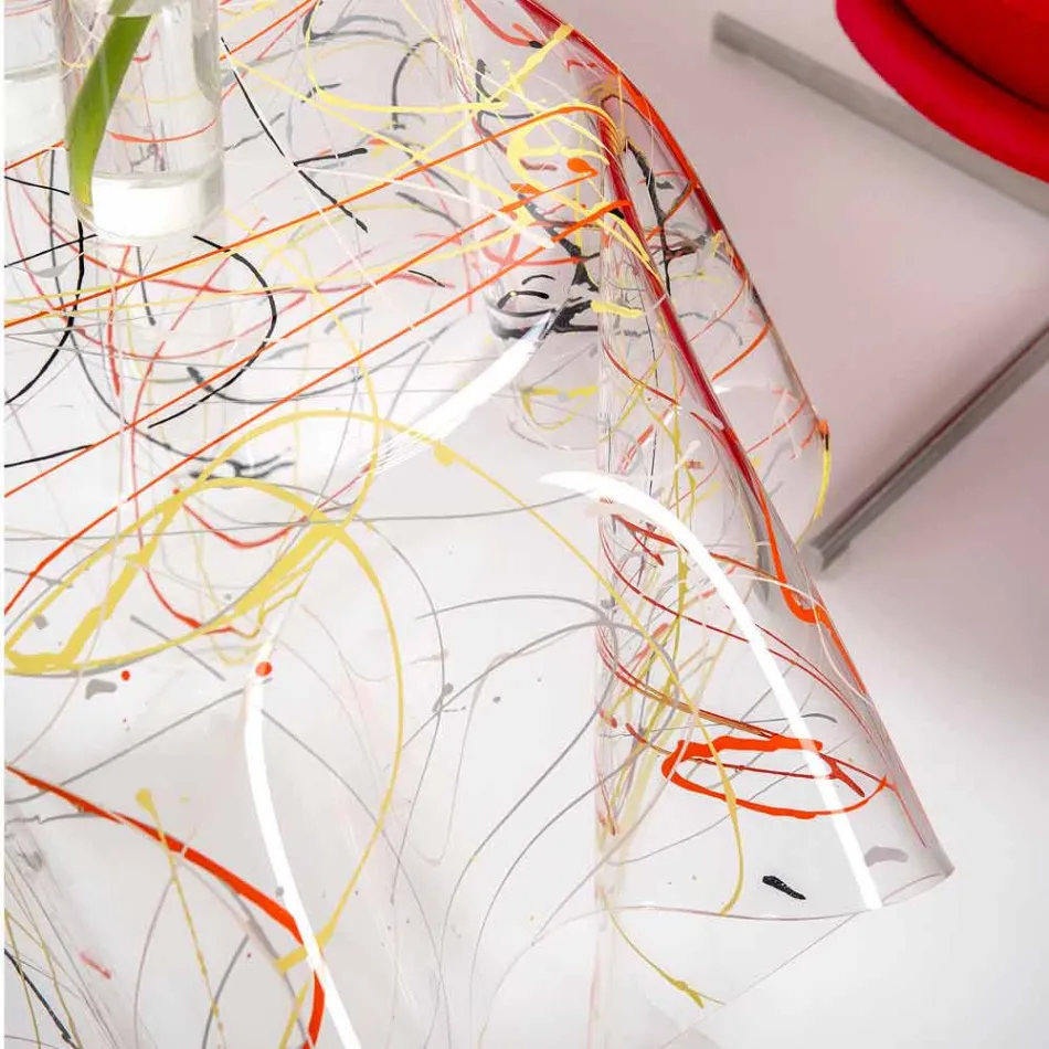 Mesa auxiliar moderna de plexiglás multicolor hecha en Italia, Otto viadurini