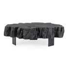 Mesa de centro Homemotion negra de acero y madera de acacia natural - Camala viadurini