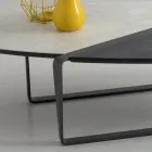 Mesa de centro ovalada de metal para sala de estar y tablero de cerámica bicolor - Comacchio viadurini