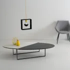 Mesa de centro ovalada de metal para sala de estar y tablero de cerámica bicolor - Comacchio viadurini