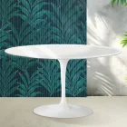 Mesa de centro ovalada Tulip de Saarinen, 41 cm de altura, en cerámica Florim blanca brillante - Scarlet viadurini