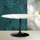 Mesa de centro ovalada Tulip de Saarinen, 41 cm de altura, en cerámica Florim Calacatta Gold brillante - Scarlet viadurini
