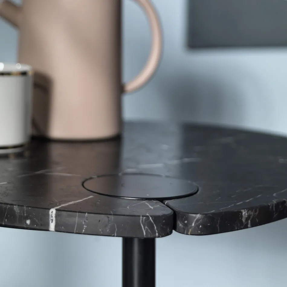 Mesa de centro para salón en metal y mármol Marquinia, diseño de lujo - Yassine viadurini