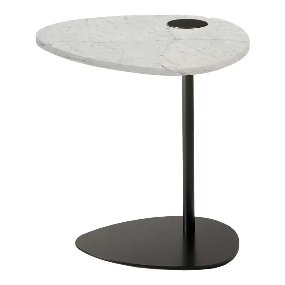 Mesa de centro para salón en metal y mármol Marquinia, diseño de lujo - Yassine viadurini