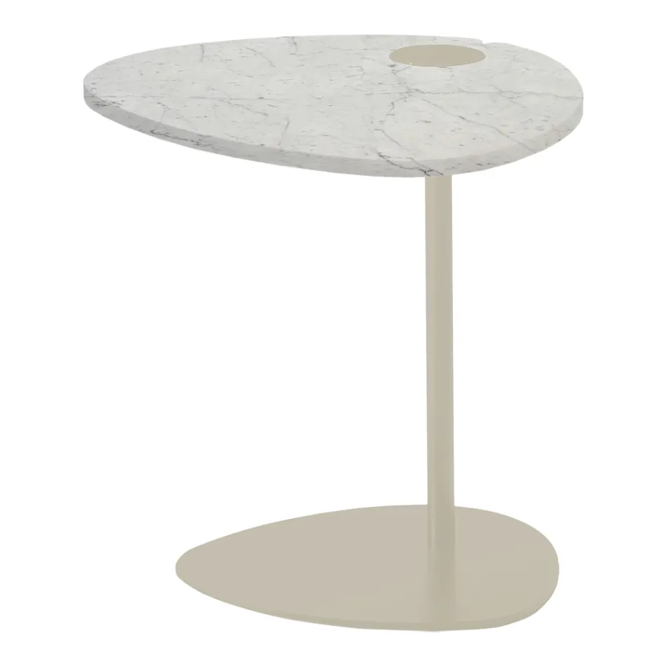 Mesa de centro para salón en metal y mármol Marquinia, diseño de lujo - Yassine viadurini