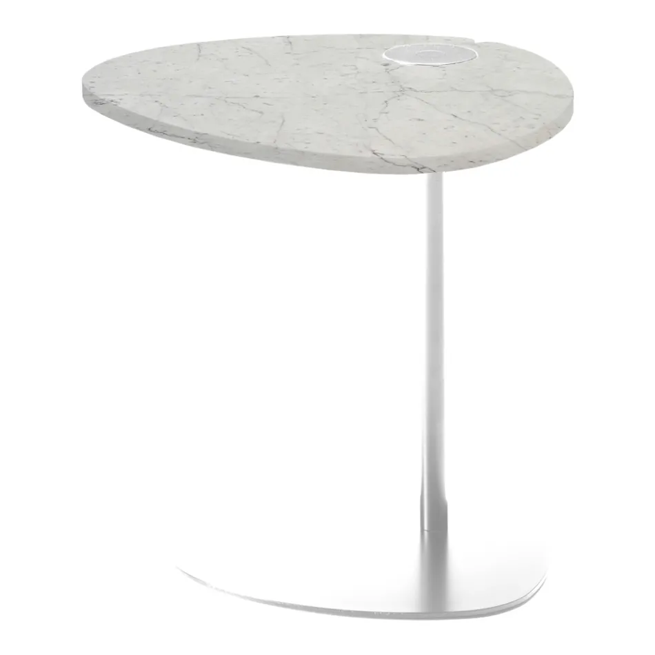 Mesa de centro para salón en metal y mármol Marquinia, diseño de lujo - Yassine viadurini