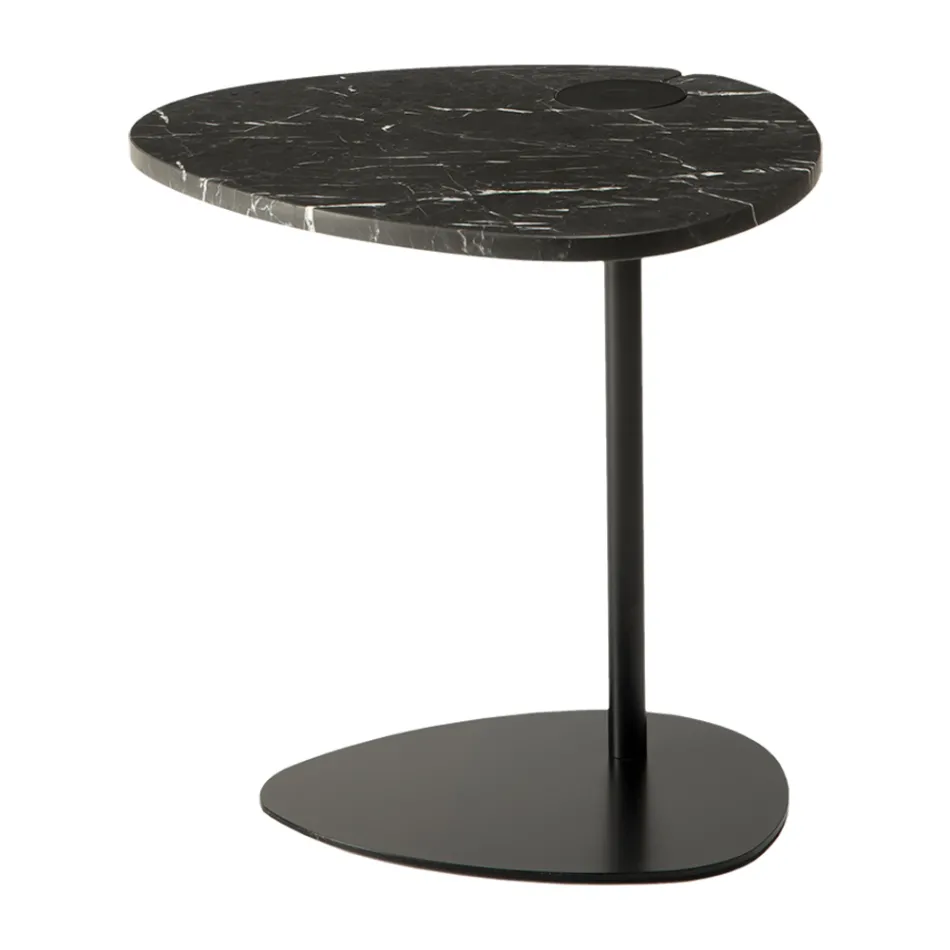 Mesa de centro para salón en metal y mármol Marquinia, diseño de lujo - Yassine viadurini