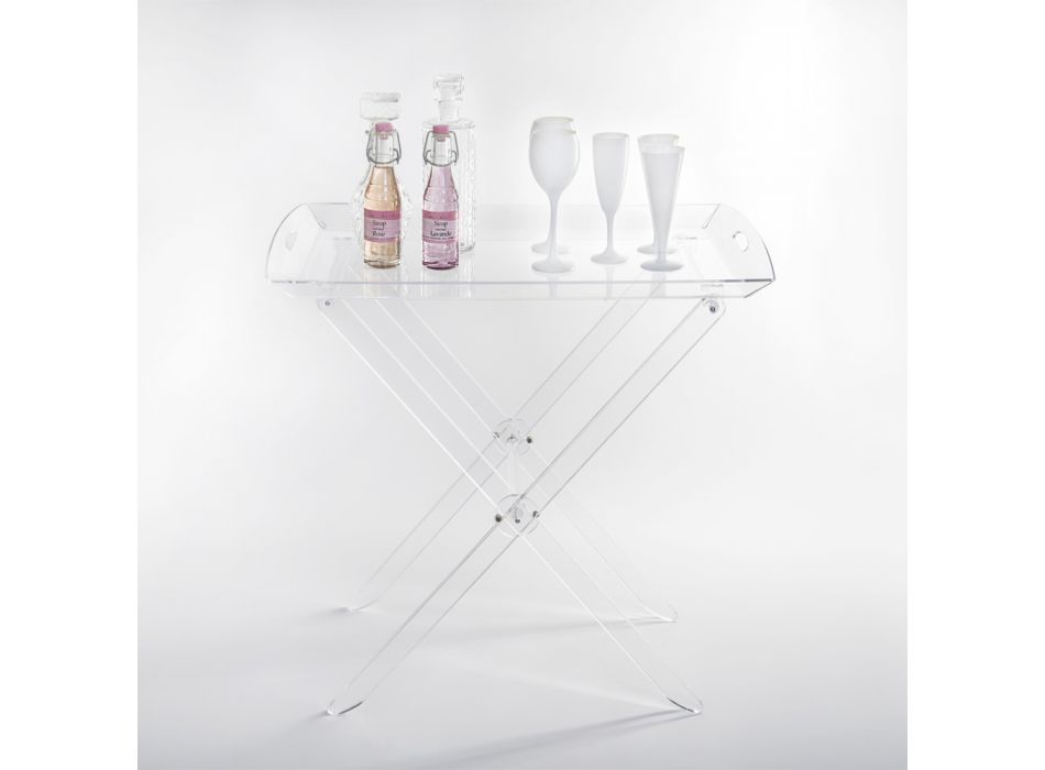 Mesa plegable con bandeja de plexiglás transparente 2 tamaños - Robbie viadurini