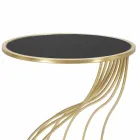 Mesa de teléfono redonda en hierro, MDF y vidrio de diseño - Isaiah viadurini