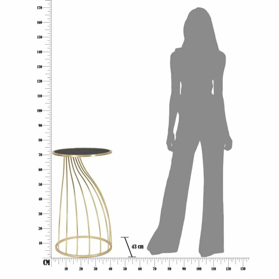 Mesa de teléfono redonda en hierro, MDF y vidrio de diseño - Isaiah viadurini