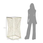 Mesa telefónica en hierro dorado y tapa de cristal espejo - Olivia viadurini