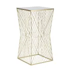 Mesa telefónica en hierro dorado y tapa de cristal espejo - Olivia viadurini