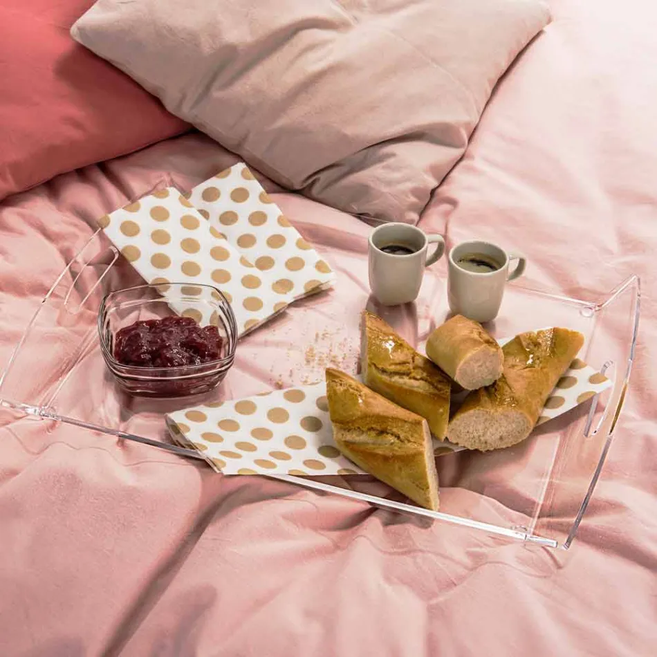 Mesa de centro de diseño transparente Olivia hecha en Italia. viadurini