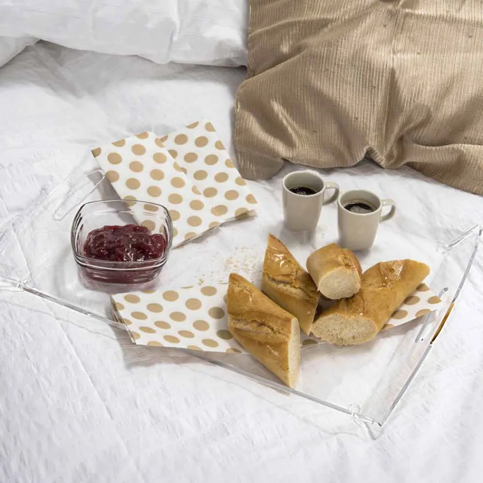 Mesa de centro de diseño transparente Olivia hecha en Italia. viadurini