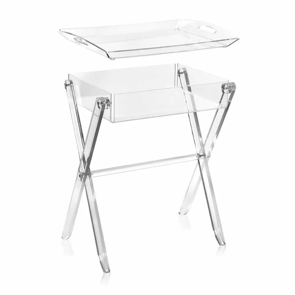 Mesa de centro de diseño transparente Olivia hecha en Italia. viadurini