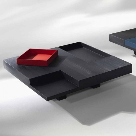 mesa cuadrada Iris diseño moderno, bandejas extraíbles incorporado viadurini