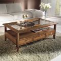 Mesa de centro rectangular con 4 cajones y 2 tiradores de madera Made in Italy - Ade