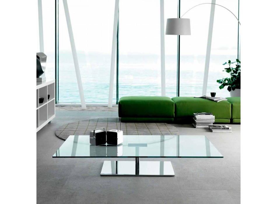 Mesa de centro rectangular para salón en vidrio extraclaro o ahumado - Giovannino viadurini